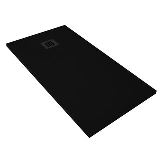 Douchebak Aloni Infinity Flat 160 x 90 x 3 cm composietsteen zwart