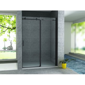 Aloni Schuifdeur 140 x 200 cm, 8 mm glas met mat zwart profiel