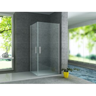 Aloni Douchecabine 80 x 80 cm met 2 draaideuren, 6 mm helder glas met chroom profiel