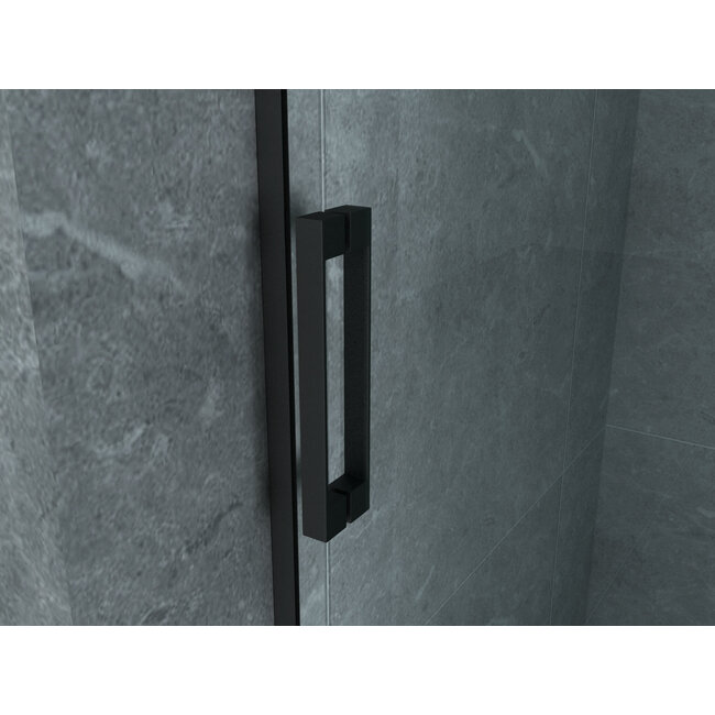 Aloni Douchecabine 80 x 120 cm met schuifdeur en zijwand, 8 mm helder glas met mat zwart profiel