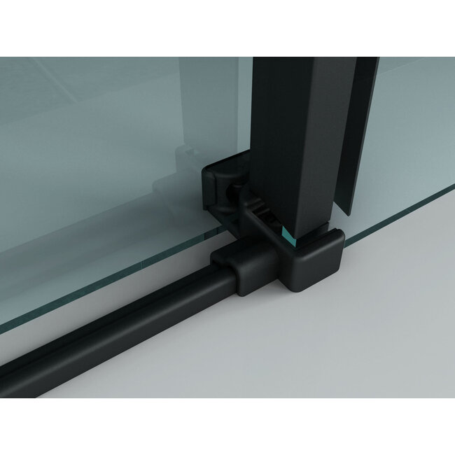 Douchecabine Schuifdeur met Zijwand 8 mm Helder Glas en Mat Zwart Profiel - 90 x 120 cm