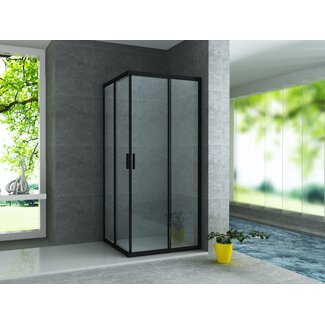 Aloni Douchecabine 80 x 80 x 195 cm met hoekinstap, 6 mm glas met mat zwart profiel