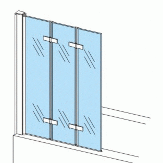 3-delige badwand 6 mm inklapbaar 130 × 140 cm  - Chroom3-delige badwand 6 mm inklapbaar 130 × 140 cm  - Chroom