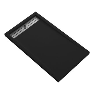 Aloni Douchebak Aloni Elite Flat 140 x 90 x 3 cm composietsteen zwart