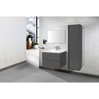 Badkamermeubelset 100 cm – Mat Grijs Onderkast + Keramische Wastafel