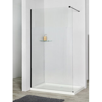 Inloopdouche 70 x 200 cm, 8 mm helder glas met mat zwart profiel