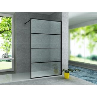 Inloopdouche 70 x 200 cm, 8 mm helder glas met mat zwart raster