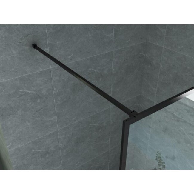 Inloopdouche 8mm Helder Glas met Mat Zwart Raster - 70 x 200 cm