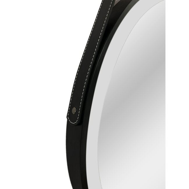 Spiegel Rond met LED Verlichting en Band - 60 cm - Mat Zwart