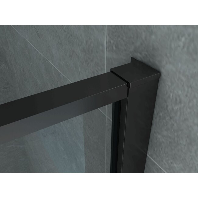 Douchecabine Draaideur met Zijwand - Mat Zwart 8mm Nano Glas 80x120 cm