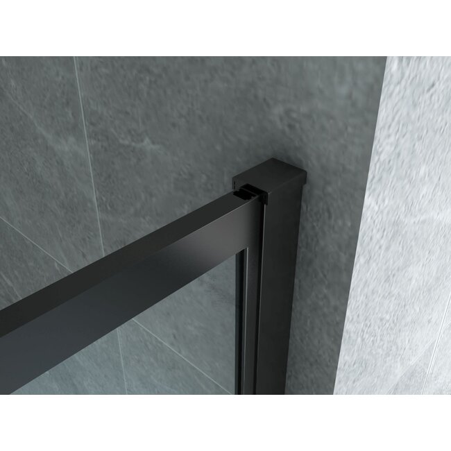 Inloopdouche 8mm Helder Glas met Mat Zwart Profiel - 100 x 200 cm