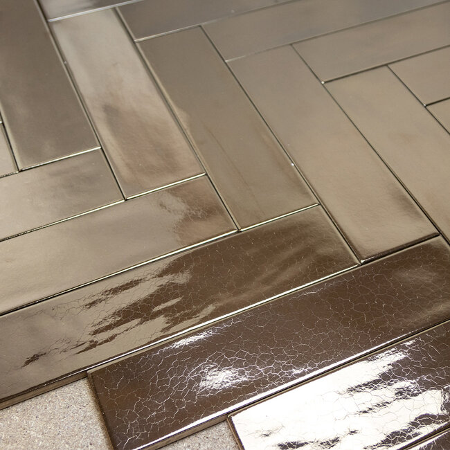 Rustic Stripe Wandtegel - 7,5 x 30 cm - Gold Glossy