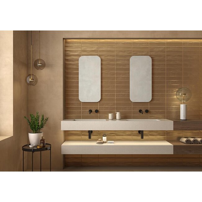 Pamesa Aurea Wandtegel - 7,5 x 30 cm - Gold Matt