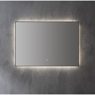 Badkamerspiegel met LED Verlichting (3 Kleuren & Dimbaar) en Verwarming Mat Zwarte Lijst 120