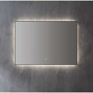 Spiegel met LED Verlichting (3 Kleuren & Dimbaar) en Verwarming - 120x70 cm - Mat Zwart