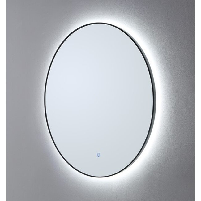 Spiegel Rond met LED Verlichting (3 Kleuren & Dimbaar) en Verwarming - 80 cm - Mat Zwart