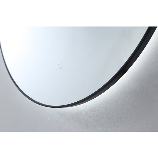 Spiegel Rond met LED Verlichting (3 Kleuren & Dimbaar) en Verwarming - 100 cm - Mat Zwart