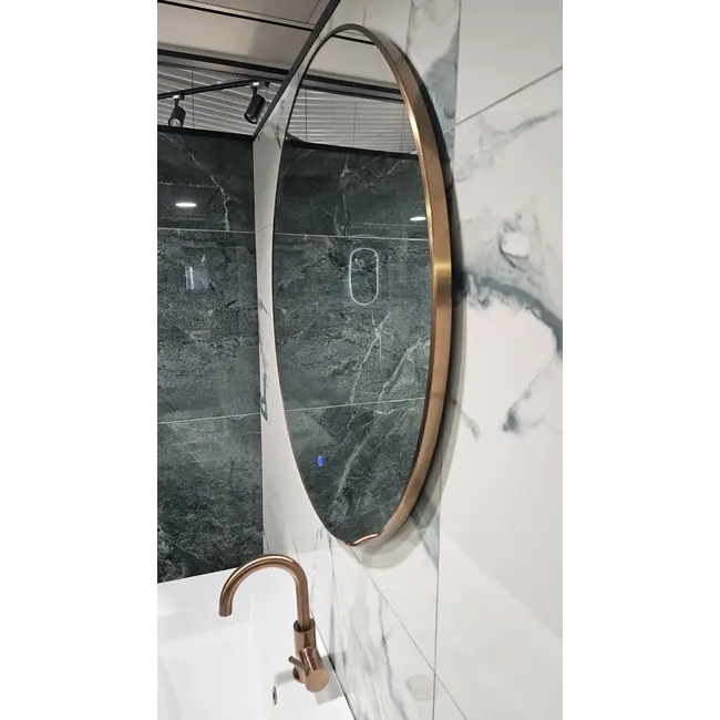 Spiegel Rond met LED Verlichting (3 Kleuren & Dimbaar) en Verwarming - 100 cm - Brons