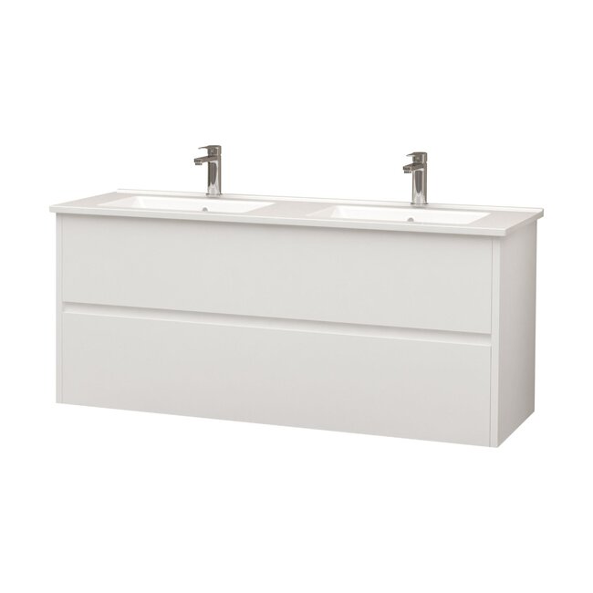 Aloni Hayat badkamermeubel 120 cm glans wit met dubbele wastafel