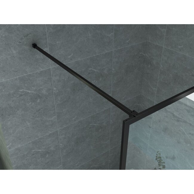 Inloopdouche 8mm Helder Glas met Mat Zwart Profiel - 120 x 200 cm