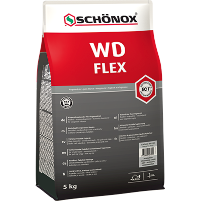 Schönox WD Flex Flexibele Cementvoegmortel Zak 5 Kg Zilvergrijs