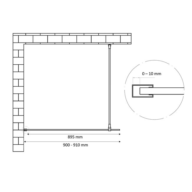 Inloopdouche Nancy 8 mm Glas met Mat Goud Profiel - 90 x 200 cm