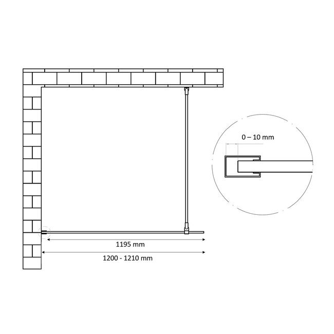 Inloopdouche Nancy 8 mm Glas met Mat Goud Profiel - 120 x 200 cm
