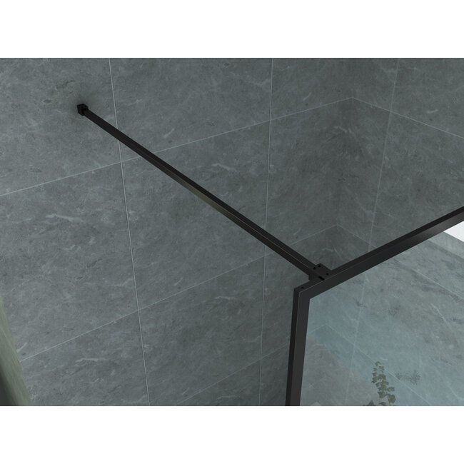 Inloopdouche 8mm Helder Glas met Mat Zwart Profiel - 80 x 200 cm