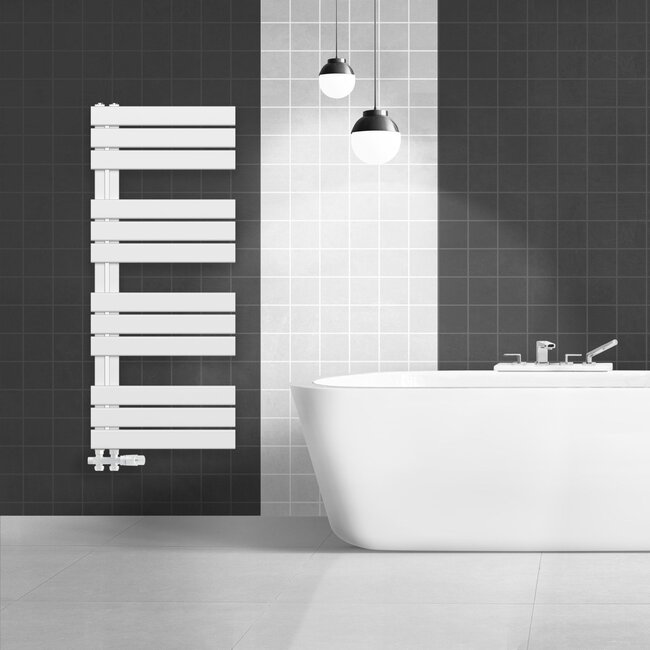 Handdoek Radiator met Aansluiting Links - 681 Watt - 1200 x 600 mm - Glans Wit