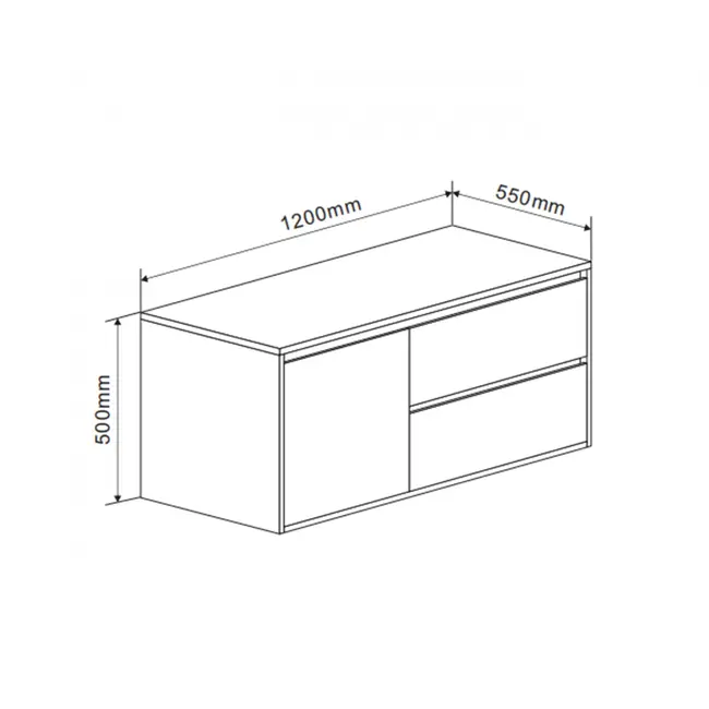Fabriecio Badkamermeubel Manchester met Topblad - 120 cm - Grijs