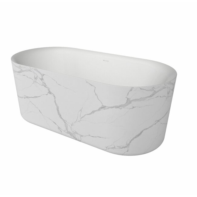 Vrijstaand bad Bianco Marble 179x85x60cm  - Mat wit
