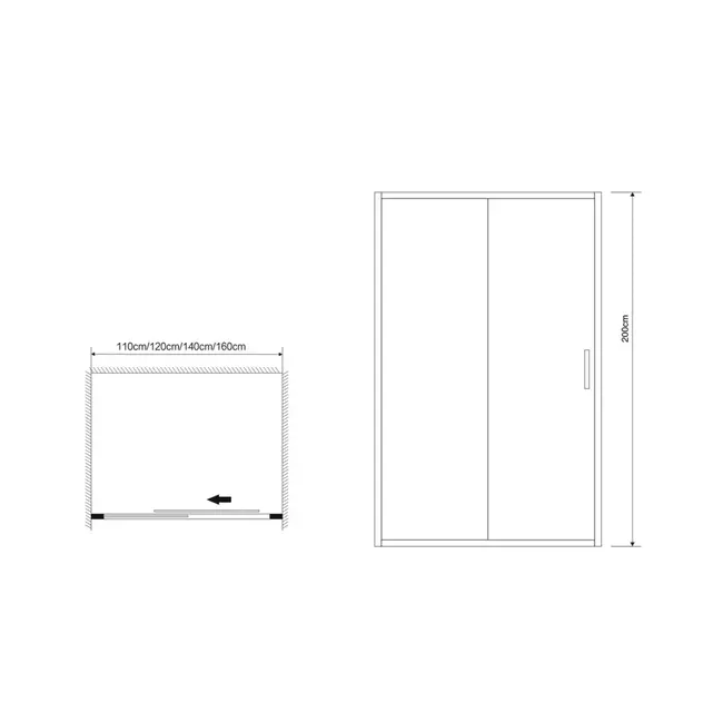Schuifdeur Toscane 110cm Zwart