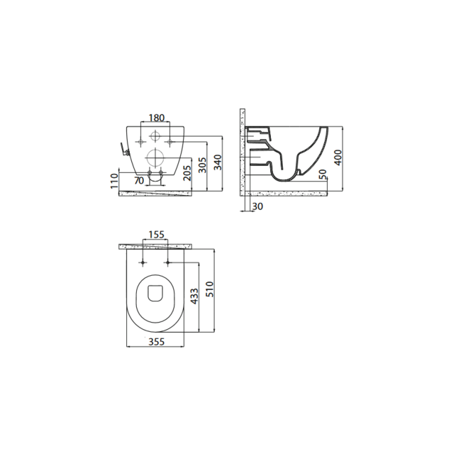 Hangtoilet Randloos met RVS Sproeier (Bidet)  met Geïntegreerde Koudwater Kraan - Glans Wit