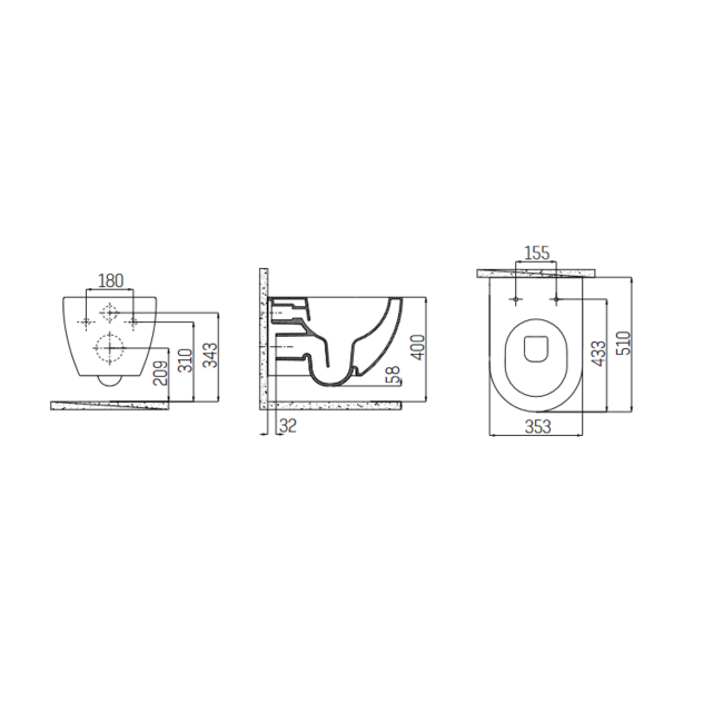 Design Luxe Hangtoilet Randloos met Verborgen Bevestiging - Mat Wit