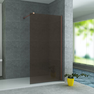 Aloni Inloopdouche Champagne 90 x 200 cm, 8 mm veiligheidsglas met koper profiel