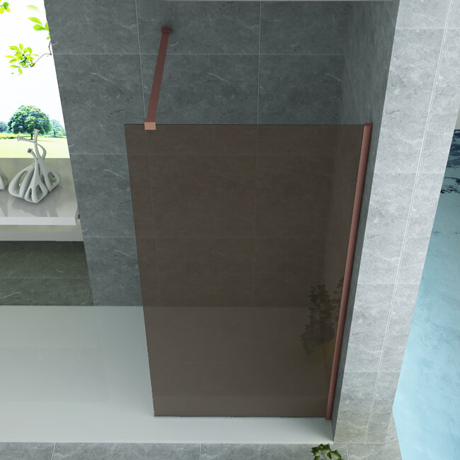 Inloopdouche Champagne met 8mm Veiligheidsglas - 120 x 200 cm - Koper