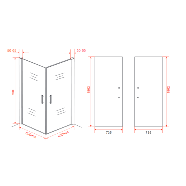 Aloni Douchecabine 80 x 80 cm met 2 draaideuren, 6 mm helder glas met chroom profiel