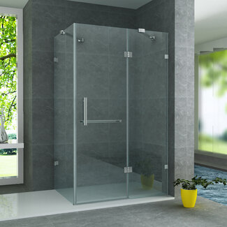 Aloni Douchecabine 90 x 120 x 195 cm met draaideur, vast wandje en zijwand, 8 mm glas met chroom profiel