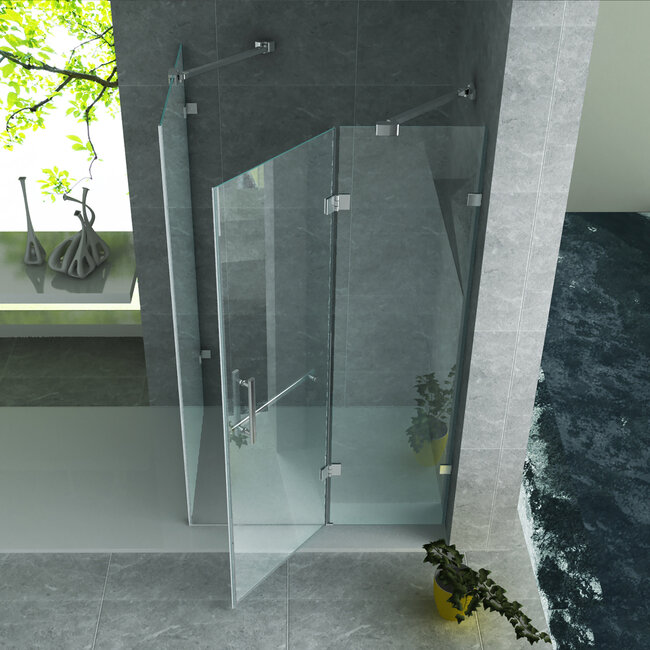 Douchecabine met draaideur 8mm chroom - 90X120X195CM