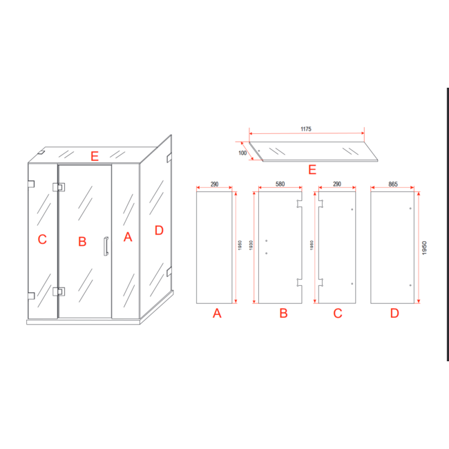 Douchecabine met Draaideur 8mm Glas - 90x120x195 cm - Chroom