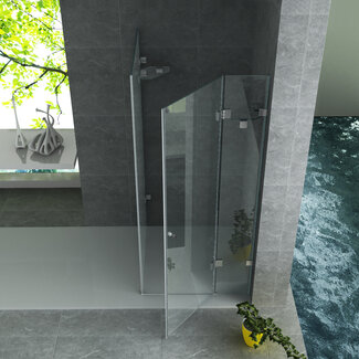 Aloni Douchecabine 80 x 80 x 195 cm met beweegbare zijwand, 8 mm glas met chroom profiel