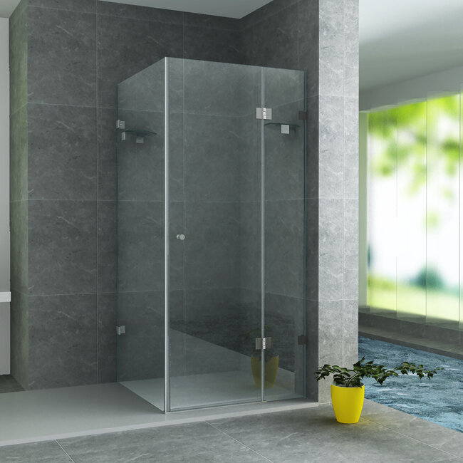 Aloni Douchecabine 80 x 80 x 195 cm met beweegbare zijwand, 8 mm glas met chroom profiel
