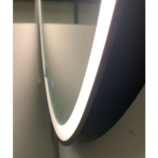 Spiegel Rond met LED Verlichting (3 Kleuren & Dimbaar) en Verwarming  - 60 cm - Mat Zwart