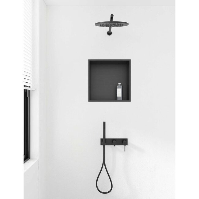 Inbouwnis RVS 7 diep - Mat Zwart 30x30x7 cm