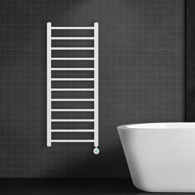 Elektrische Handdoek Radiator met Aansluiting Rechts - 413 Watt - 1200 x 500 mm - Wit