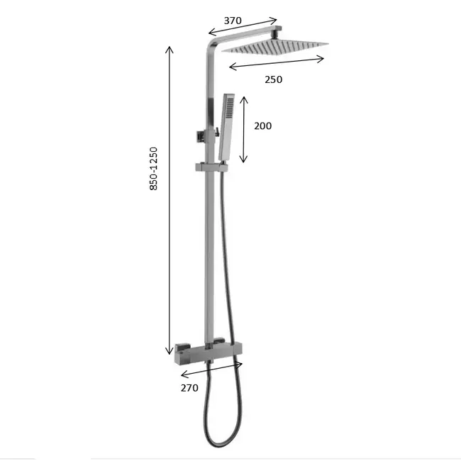 Thermostatische Opbouw Regendouche Set Venetie Vierkant RVS