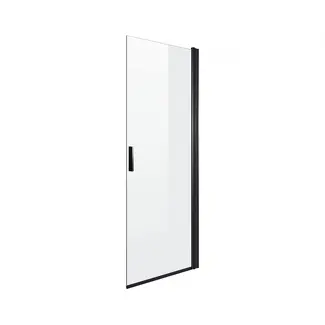 Douchedeur nisdeur 80 x 200 cm, 6 mm antikalkglas met zwart profiel