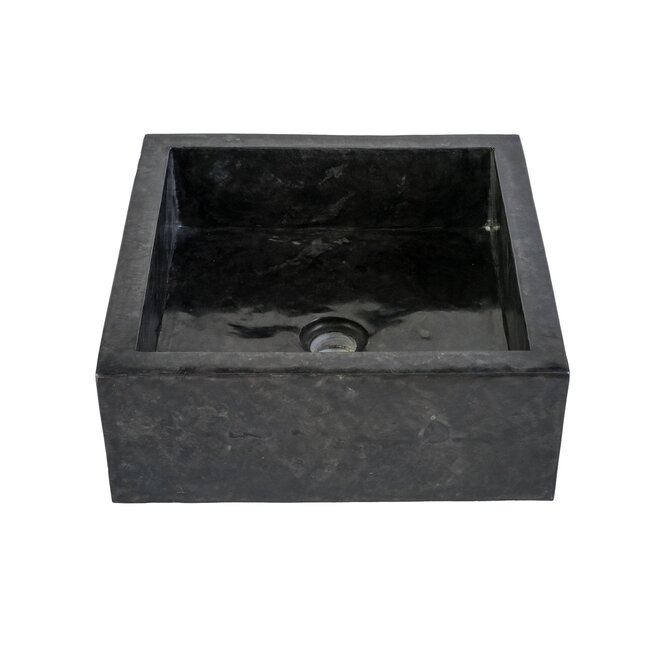 Natuursteen Waskom Vierkant Volledig Gepolijst - 40x40x15 cm - Zwart