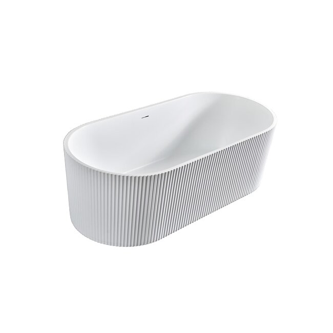 Vrijstaand Bad met Clickwaste - Geribbeld - 170x80x58 cm - Mat Wit