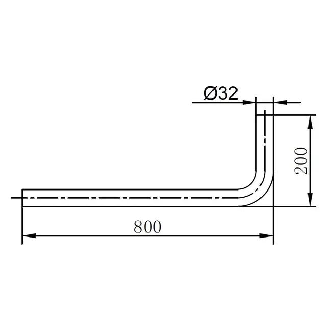 Vloerbuis - 800 x 200 x 32 mm - Geborsteld RVS